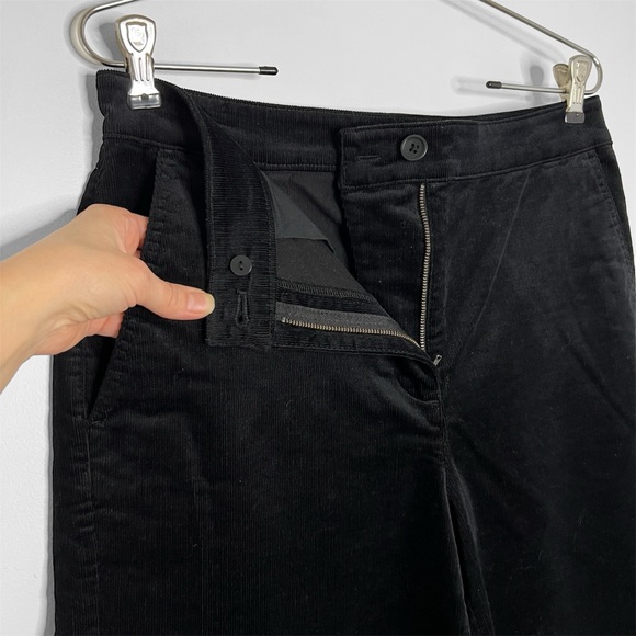 Eileen Fisher Black Organic Cotton Corduroy Wide Leg Ankle Pants - Picture 5 of 11